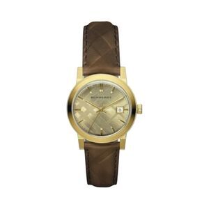 BURBERRY THE CITY ROUND CHECK LEATHER WATCH.